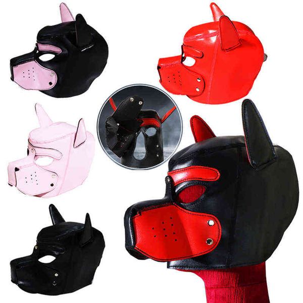 NXYCockrings BDSM Gay Puppy Play Toys Leather Dog Hood Fetish Slave Restricciones Bondage Mask Hood Herramientas sexuales para hombres Gay Sex Shop Accesorios 1126 1126