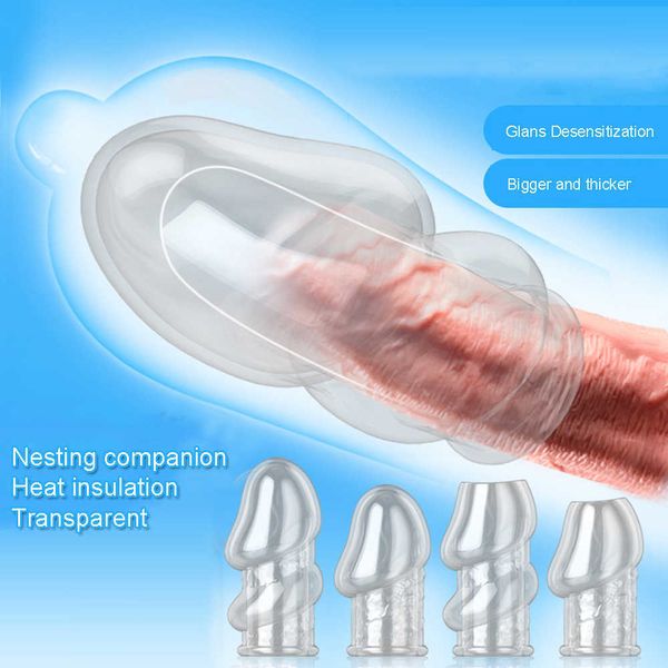 Cockrings Dick Cock Ring Pour Hommes Silicone Réutilisable Agrandissement Du Pénis Gland Manches Mâle Prépuce Retarder L'éjaculation Sex Toys 210629