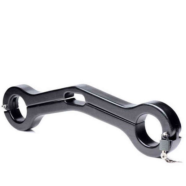 NXY Cockring EST HUMBLER Palla di legno con manette Barelle Scrotum Lock s Bondage CBT Stretching Femdom Slave Toys 1124