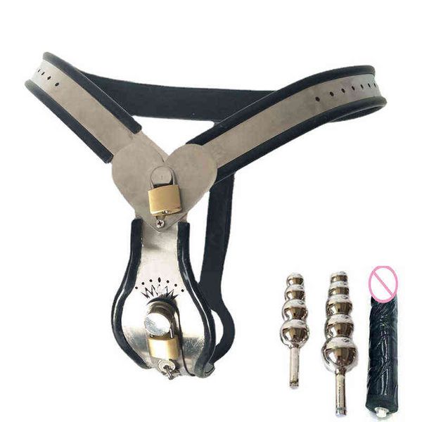 NXYCockrings Ceinture de chasteté féminine Dispositif de sous-vêtement verrouillable avec bouchon amovible Forme de couronne de coeur Bondage Adult Sex Toys pour femmes 1124