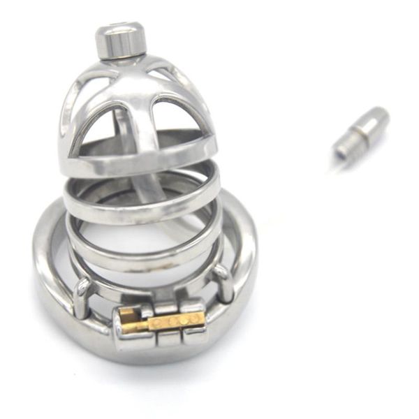 Cockrings Cage de chasteté creuse créative en acier inoxydable oiseau Bondage serrure avec son urétral produits de sexe pour hommes G243B