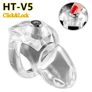 Cockrings HTV5 Click Lock LMale Chastity Device Penis Sleeve Cock Cage Anneaux BDSM Bondage Adult Sex Toys Pour Homme Gay 230113