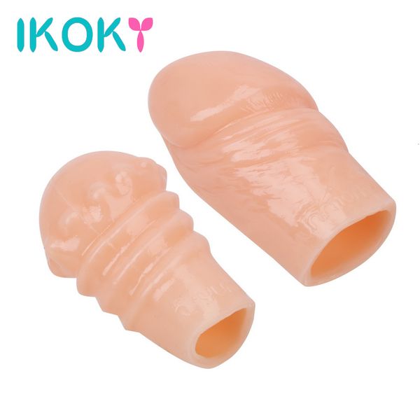 Cockrings Ikoky Penis Ring Retard Ejaculation Sex Toys pour hommes Male Glans Sleeve Réutilisable Extender Agrandissement Cock Silicone 230925