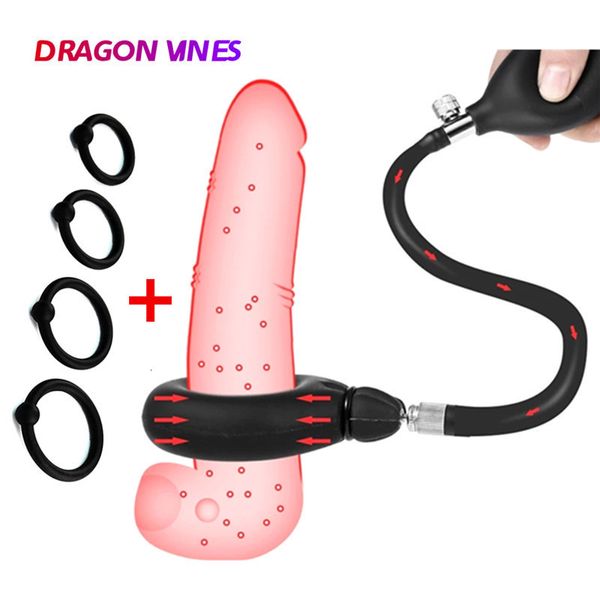 Cockrings Lock Inflable Penis Anillo de silicona desmontable para el hombre Toya de eyaculación Sexo Men Dick Erection Shop 230227