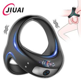 Cockrings jiuai vibrator penis pik ring vertraging ejaculatie cockring sexy speelgoed voor mannen 10 snelheden paar ringen penising volwassenen 18 230227