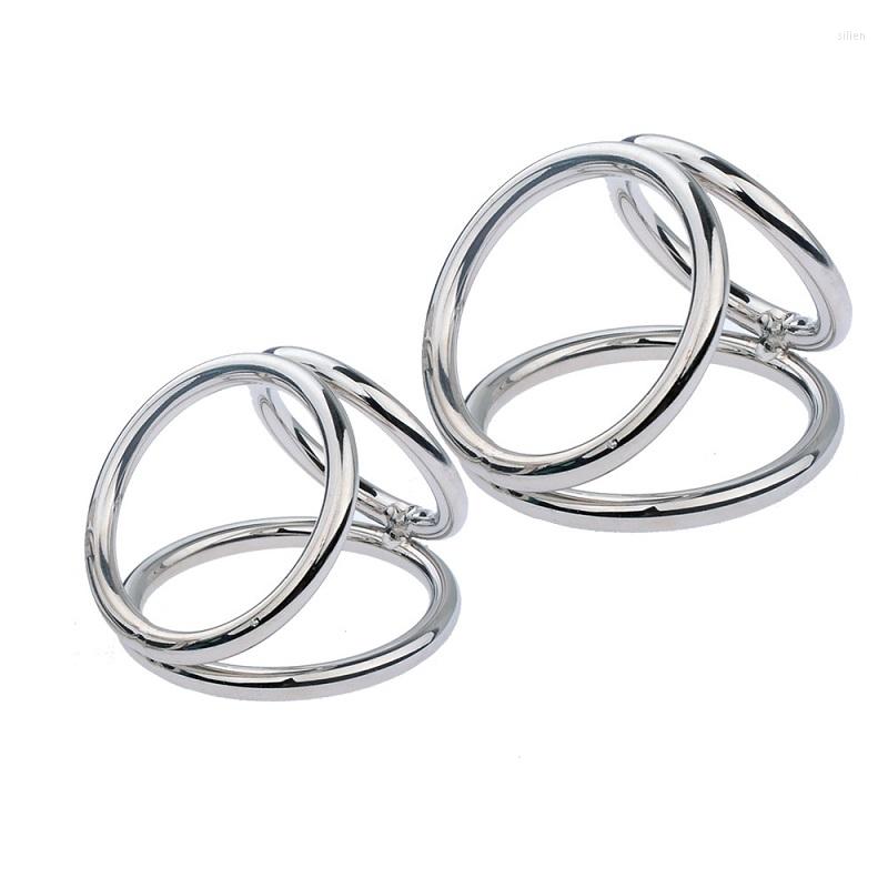Cockrings Metal Male Cock Ring Delay Time Penis Lock Ball Splitter Scrotum Stretcher Stainless Steel Adult Sex Toy For Men