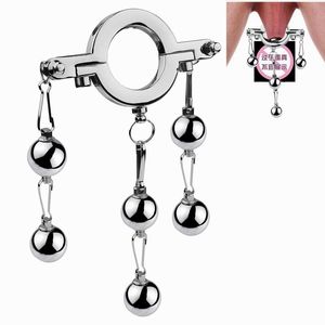 Cockrings anillo de pene de metal peso rodamiento bola ejercicio SM Cock Cage Escroto Bondage bola colgante camilla Adultos Juguetes Sexuales Productos