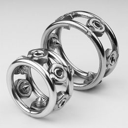 Cockrings rivet en métal anneau de verrouillage séminal produits de sexe masculin adulte en acier inoxydable anneau de pénis scrotum retenue retarder les accessoires d'éjaculation