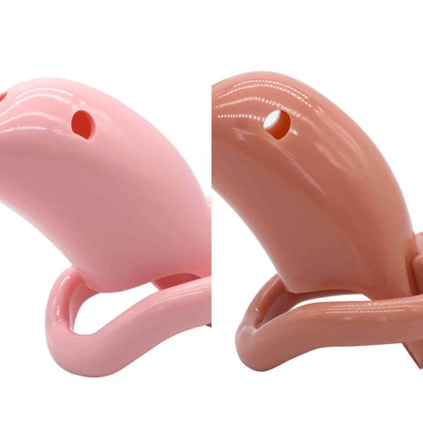 NXY Cockrings Dispositivos de castidad masculina de plástico Jaula para hombres Anillo de pene transpirable con anillo de 4 tamaños Bloqueo Forma de delfín Productos sexuales 1123