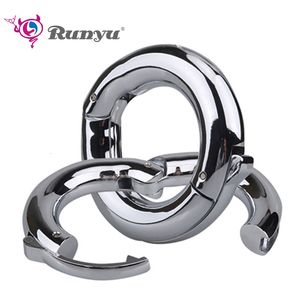 Cockrings Runyu Anillo de bloqueo de esperma de metal Anillo de soporte de peso ajustable Ejercicio Eyaculación Retraso Restricción escrotal Suministros de polla para adultos 230922