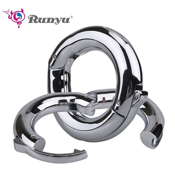 Cockrings Runyu Anneau de verrouillage de sperme en métal Anneau de roulement de poids réglable Exercice Retard d'éjaculation Retenue scrotale Fournitures de coq adulte 230425