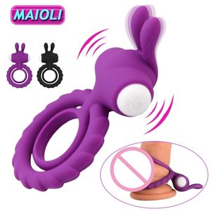 Cockrings doux silicone double vibrant coq anneau bite pénis cockring toys sexe adulte pour hommes couples améliorant l'érection plus dure 230811