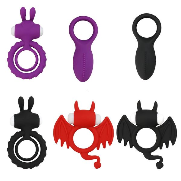 Cockrings Silicone souple double anneau vibrant Dick pénis Cockring jouets sexuels pour adultes pour hommes couples améliorant une érection plus dure 18 231124