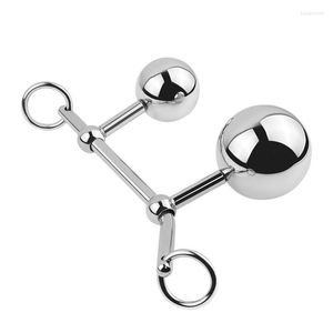 Cockrings acier inoxydable crochet Anal mâle métal deux boules amovibles perles BuPlug fétiche esclave Sex Toy pour homme femmes