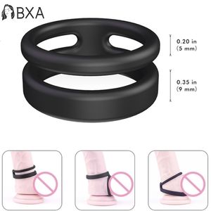 Cockrings Deux anneaux péniens pour hommes Silicone Anti-éjaculation formation Sex Toy sexe pour Couple Sextoys hommes étirement anneau sur le pénis 231030