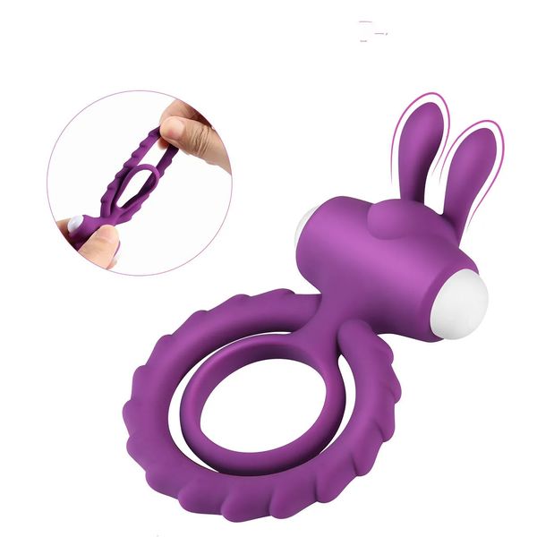 Cockrings Unisexe Double Vib Puissant Silicone Souple Double Vibrant Cock Ring Anneaux de Pénis pour Les Couples Améliorant Une Érection Plus Dure 231124