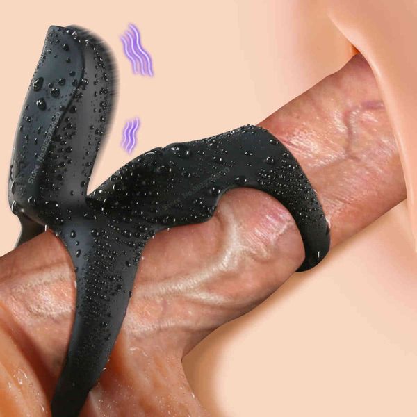 Cockrings Vibrateur Anneau de Pénis Hommes Adultes Retardent L'éjaculation Cock Chasteté Cage Penisring Agrandissement Pour Mâle Dick Manches Couple Sex Toy 1123