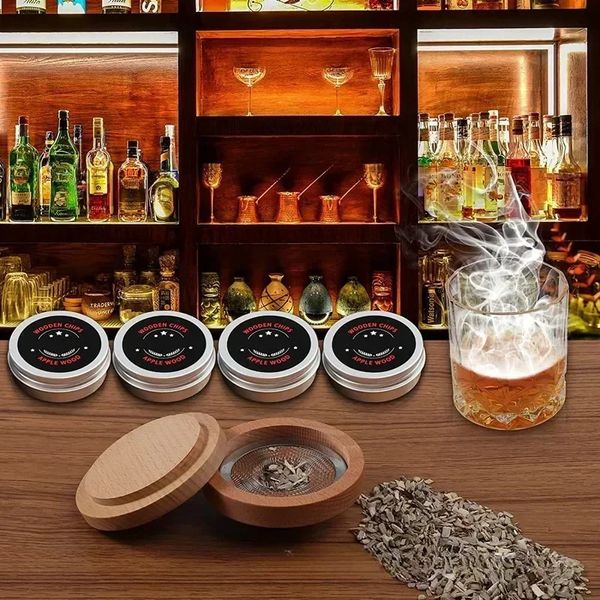 Kit de fumeur de Cocktail, whisky en bois fumé, hotte en bois pour boissons, accessoires de Bar de cuisine, outils de Bar à Cocktail 240327