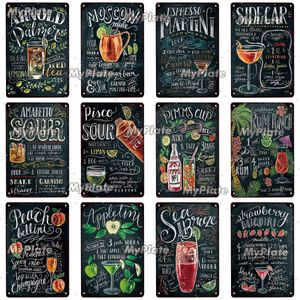 Cocktail Vintage bière métal peinture Bar maison décoration murale en métal affiche étain signe homme grotte Club décoration Pub cuisine plaque 20 cm x 30 cm Woo