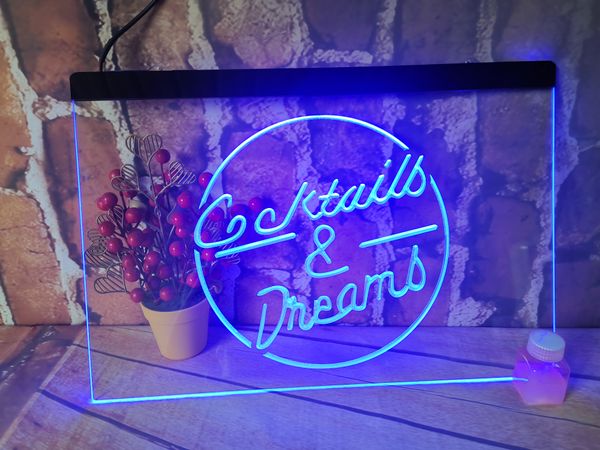 Cocktails Dreams Wine Shop Neon Sign LED Wall Light Wall Decor Light Up Neon Sign Chambre Bar Fête De Noël De Mariage