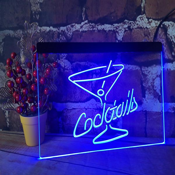 Cócteles, ron, vino, salón, cerveza, bar, pub, club, letreros 3d, letrero con luz de neón LED, decoración del hogar, artesanías 188f