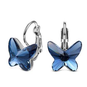 Cocom-Fashion Blue Butterfly Crystals Hendel Back Clip Earrings 2021 Trend Leuke Sieraden Verjaardagscadeau Vrouwen en meisjes