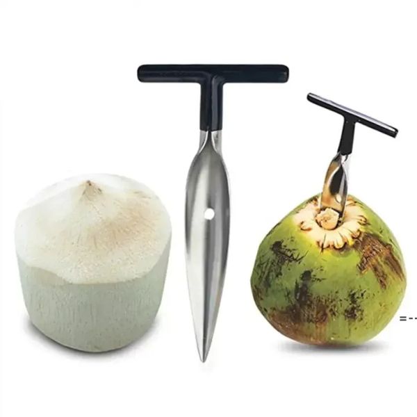Инструмент для открывания кокосов из нержавеющей стали, открывалка для кокосов, пробойник для воды, дрель, солома, вырезанное отверстие, подарок, открывалки для фруктов, инструменты, оптовая продажа 1018