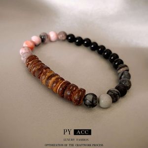 Bracelet élastique à perles de jade de coco, design léger et à la mode, nouveau bracelet de niche chinois