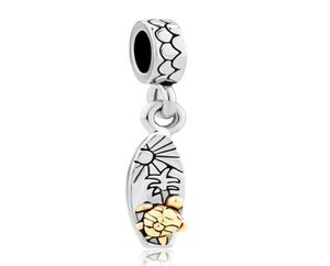 Coconut Tree Gold Sea Turtles Love Beach Surfboard Drop Style Européen Perle Perge Lucky Charms Fits Bracelet Charm3043630