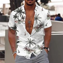 Coconut Tree Mens 3D Camisa de playa de Hawaiian estampada 5xl Camiseta Top Camiseta para hombres 240430