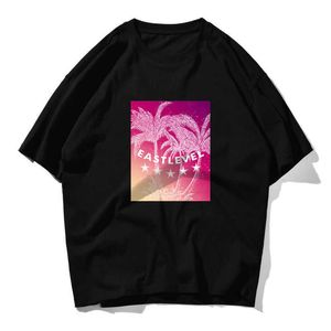 Coconut Tree T-shirt Streetwear Hommes Femmes Hip Hop Tshirt Hawaii T-shirt à manches courtes Couple Coton Casual Mode Tops Tees 210603