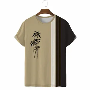 cocut T-shirt voor mannen Oversized heren T-shirt Gestreept Jersey Zomer Stijlvol Sweatshirt Hawaiiaanse printstijl Korte mouw Tees g9ZK#