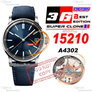 Code 11.59 15210 A4302 Automatisch herenhorloge 3GF 41 mm stalen kast Blauwe index getextureerde wijzerplaat Nylon lederen band Super Edition Puretimewatch Reloj Hombre f2