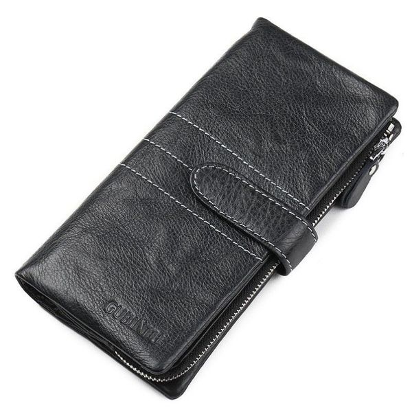 Code 147 en cuir véritable femmes portefeuille longue fermeture éclair pochette avec poche à monnaie et porte-cartes femme sac à main de haute qualité 254L
