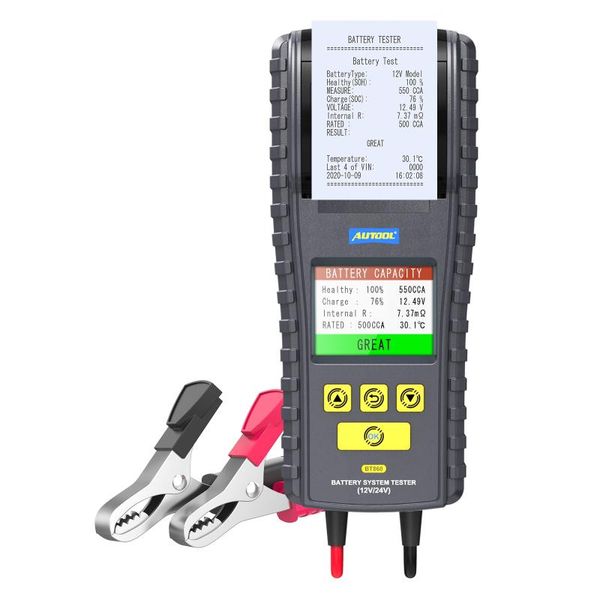 Lecteurs de code outils d'analyse AUTOOLBT860 12 24V testeur de batterie de voiture outil d'écran couleur avec imprimante stockage de données en temps réel 3.2 pouces