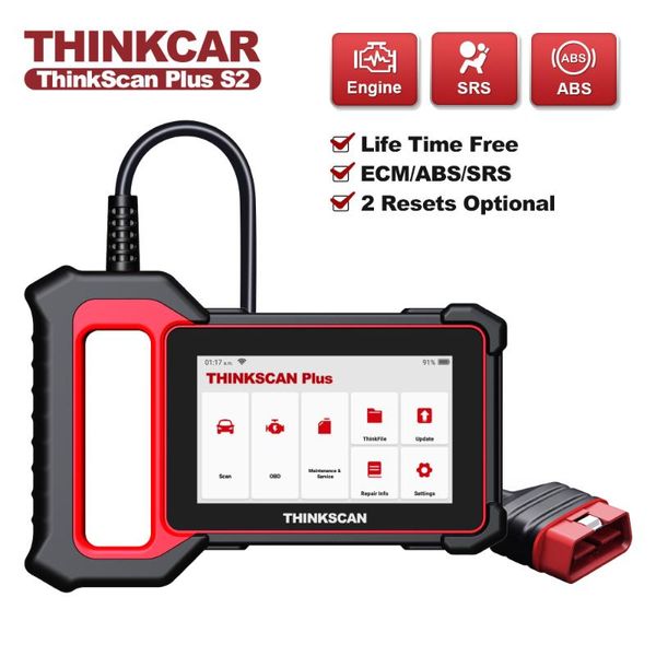 Lecteurs de code Outils d'analyse THINKCAR Thinkscan Plus S7 OBD2 Outil de diagnostic du scanner professionnel 28 Réinitialiser Mise à jour gratuite Lecteur de voiture Moteur automatique A