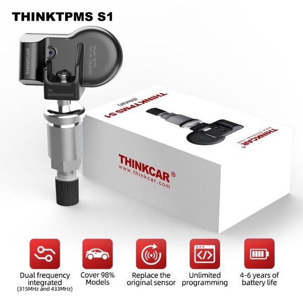 Lectores de código Herramientas de escaneo THINKCAR THINKTPMS S1 Sensor de presión de neumáticos Reemplace el original 315MHz 433MHz con G1 TPMS