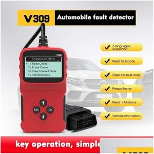 Lecteurs de code Outils d'analyse V309 Obd2 Obdii Auto Car Diagnostic Scanner Handheld Fault Reader Repair Tool Universal Drop Delivery Auto Dhv1Y