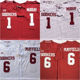 Oklahoma College Football Sooners 6 MAYFIELD Jersey Rood 1 Kyler Murray Wit Heren Voetbalshirts