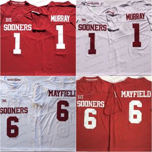 Oklahoma College Football Sooners 6 MAYFIELD Jersey Rojo 1 Kyler Murray Blanco Hombres Camisetas de fútbol