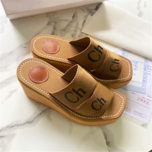 COE paris Designer Slippers Woody Espadrille Wedge Mule Platform Sandalen strand Slides koper wit zwart beige roze zomer slipper damesschoenen EUR 34-42