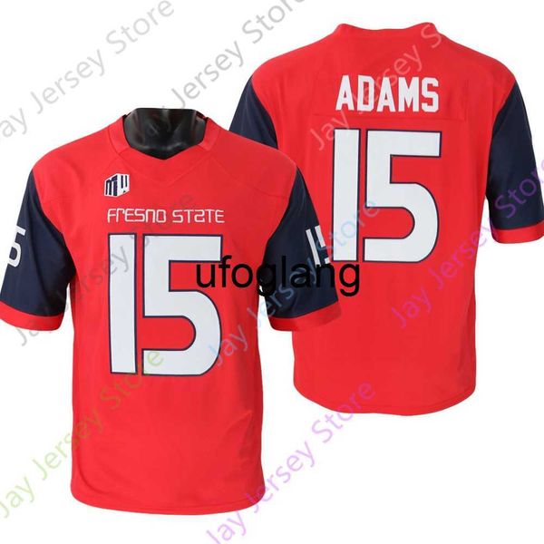 coe1 New NCAA Fresno State Jersey 15 Davante Adams College Football Blanc Rouge Taille Jeunesse Adulte