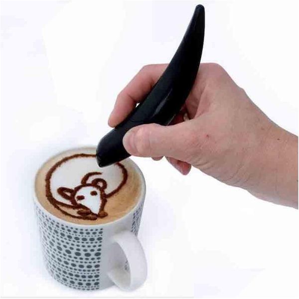 Café Art Aiguilles Latte Artpen Forme D'oiseau Gâteau Électrique Sculpture Stylo Décorations Stylos Cuisson Dessert Décoration Outils Coffeedecor Dhkrq