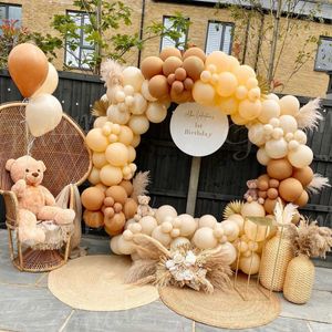 Koffieballon Garland Arch Kit 1e Verjaardag Party Decoraties Kids Latex Balon Baby Shower Teddy Bear Theme Ballon Y0929