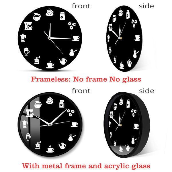 Café Bars Coffee Bains tasse Clock Mury Café d'imprimerie de conception de quartz moderne Clock Horloge nouveau Cafe Kitchen Decor Wall Art Wall