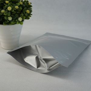 Pochette en grains de café, 14x22 + 4cm 100pcs / lot Stand Up Silver White Pure Aluminium foil Ziplock bag, Mylar Plating Food Storage Bags, Plastic Sack