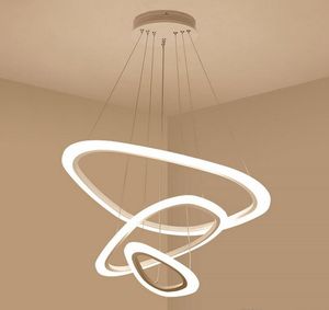 Koffie Zwart Wit Frame Ring Moderne Led Kroonluchters Hanglampen Aluminium voor Living Dining Room Suspension Lighting Hanging Lamp Woondecoratie armaturen