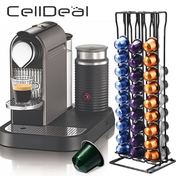 Porte-capsules de café pour 60 capsules Nespresso, support de tour en métal, support de dosettes de stockage de capsules, support de dosettes de café pratique Y2487