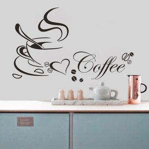 Tasse à café avec coeur vinyle citation Restaurant cuisine amovible stickers muraux bricolage décor à la maison art mural MURAL Drop Shipping JIA214