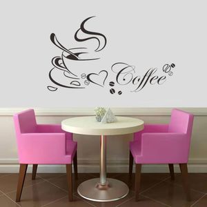 Tasse à café avec coeur vinyle citation Restaurant cuisine amovible stickers muraux bricolage décor à la maison art mural MURAL Drop Shipping